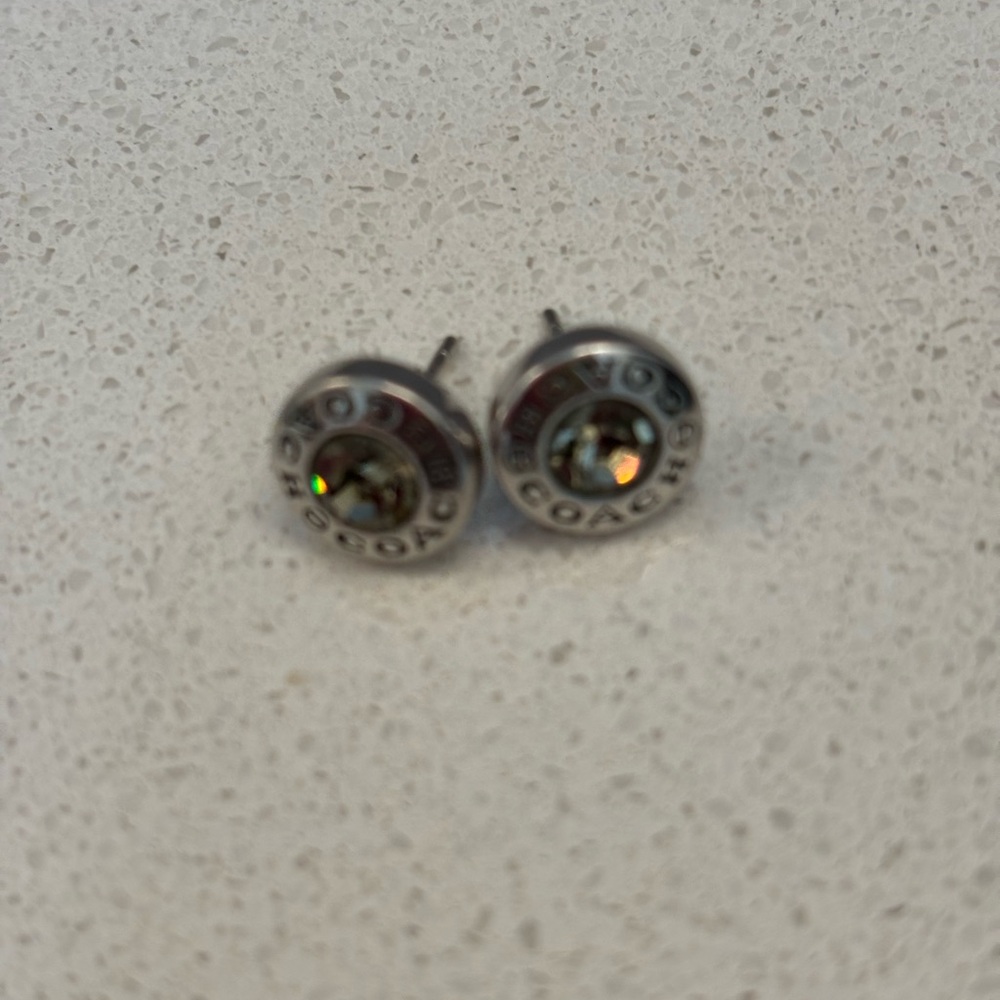 Coach Silver Crystal Stud Earrings